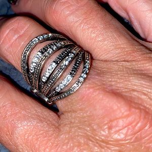 Silver and Gunmetal Stretch Ring